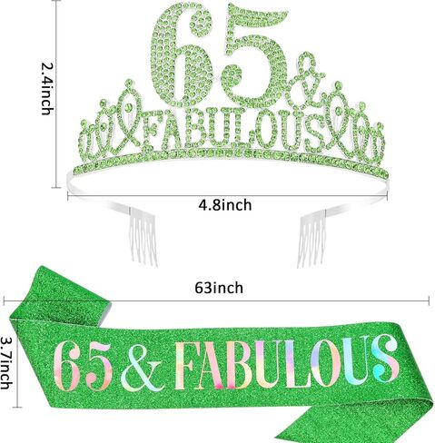 70th Birthday Decorations for Women, 70th Birthday Gifts Sash and Crown for Women Set, 70 & Fabulous Party Supplies, Green in Kuwait