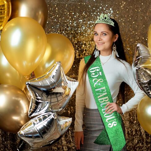 70th Birthday Decorations for Women, 70th Birthday Gifts Sash and Crown for Women Set, 70 & Fabulous Party Supplies, Green in Kuwait