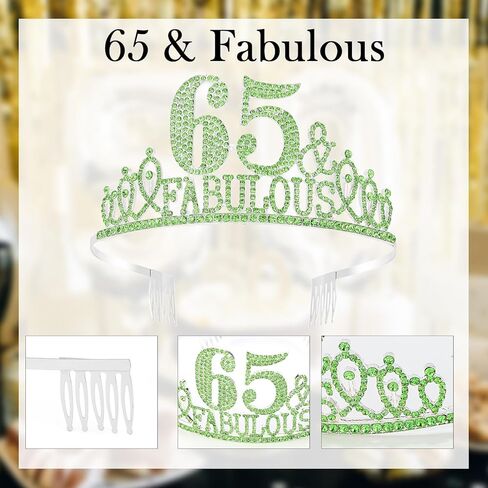 70th Birthday Decorations for Women, 70th Birthday Gifts Sash and Crown for Women Set, 70 & Fabulous Party Supplies, Green in Kuwait