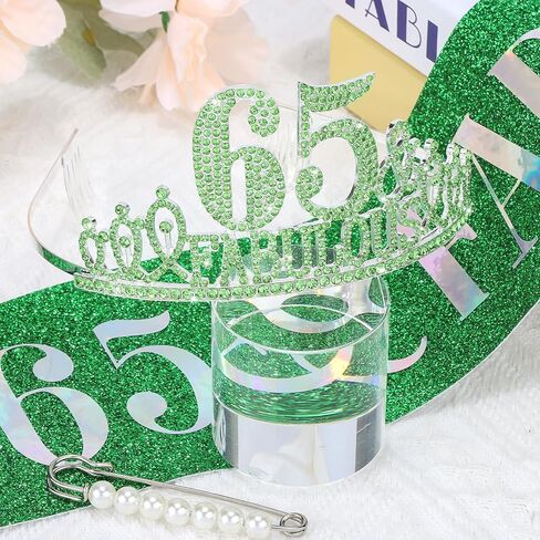 70th Birthday Decorations for Women, 70th Birthday Gifts Sash and Crown for Women Set, 70 & Fabulous Party Supplies, Green in Kuwait