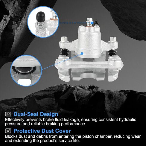 Rear Brake Caliper Set with Bracket–Compatible with 2002–2006 Toyota Camry,2005–2007 Avalon,2004–2008 Solara–Rear Driver & Passenger Side–Replaces 19-B2696, 19-B2697– 2-PC Disc Caliper Assembly in Saudi Arabia