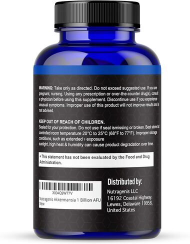 Akkermansia Muciniphila Probiotic - 1 مليار AFU مع 390 مجم من ألياف الإنولين بريبيوتيك - 60 كبسولة، كمية تكفي لمدة شهرين - دعم صحة الأمعاء والتمثيل الغذائي، بروبيوتيك يومي للرجال والنساء in Saudi Arabia