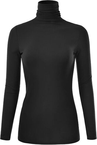 Women's Long Sleeve Turtleneck Light Weight Pullover Slim Fit T-Shirts Top (S-3XL) in Saudi Arabia