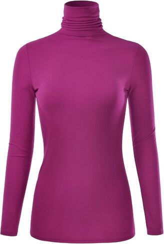 Women's Long Sleeve Turtleneck Light Weight Pullover Slim Fit T-Shirts Top (S-3XL) in Saudi Arabia