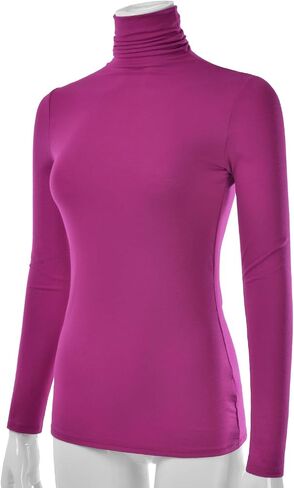Women's Long Sleeve Turtleneck Light Weight Pullover Slim Fit T-Shirts Top (S-3XL) in Saudi Arabia