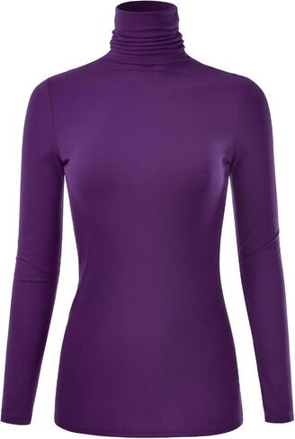 Women's Long Sleeve Turtleneck Light Weight Pullover Slim Fit T-Shirts Top (S-3XL) in Saudi Arabia