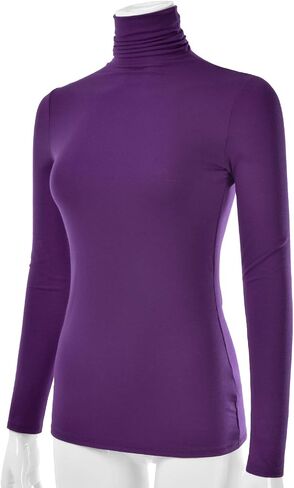Women's Long Sleeve Turtleneck Light Weight Pullover Slim Fit T-Shirts Top (S-3XL) in Saudi Arabia