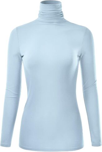 Women's Long Sleeve Turtleneck Light Weight Pullover Slim Fit T-Shirts Top (S-3XL) in Saudi Arabia