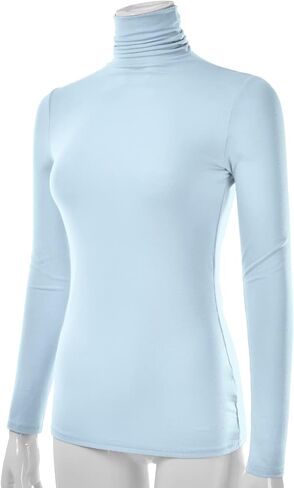 Women's Long Sleeve Turtleneck Light Weight Pullover Slim Fit T-Shirts Top (S-3XL) in Saudi Arabia