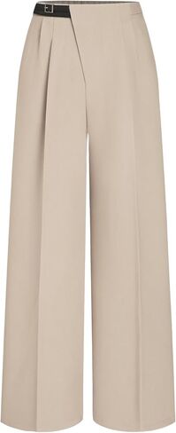 CIDER Dress Pants Women Mid Rise Belted Pocket Pleated Wide Leg Trousers in Saudi Arabia