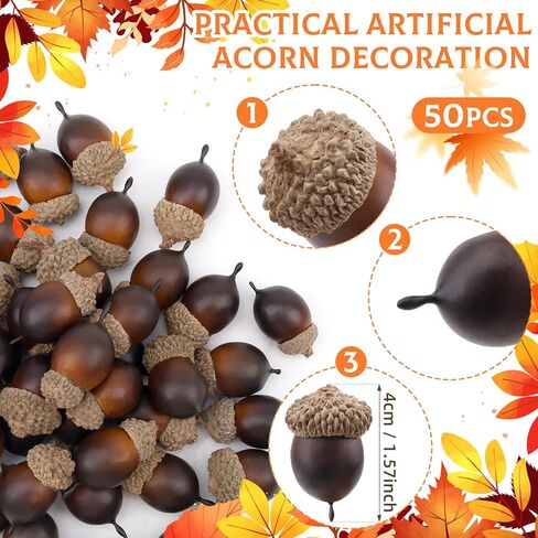 Gresorth 50pcs High Grade Artificial White Acorn Decoration Fake Acorns for Home Wedding Decor Vase Filler DIY Table Crafting Material in Kuwait