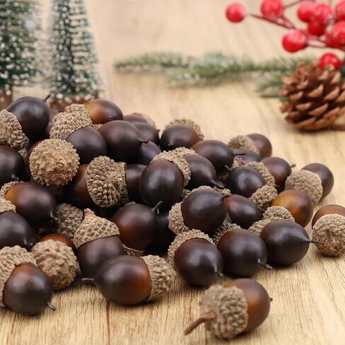 Gresorth 50pcs High Grade Artificial White Acorn Decoration Fake Acorns for Home Wedding Decor Vase Filler DIY Table Crafting Material in Kuwait