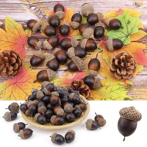 Gresorth 50pcs High Grade Artificial White Acorn Decoration Fake Acorns for Home Wedding Decor Vase Filler DIY Table Crafting Material in Kuwait