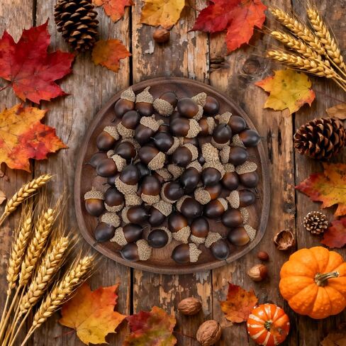 Gresorth 50pcs High Grade Artificial White Acorn Decoration Fake Acorns for Home Wedding Decor Vase Filler DIY Table Crafting Material in Kuwait