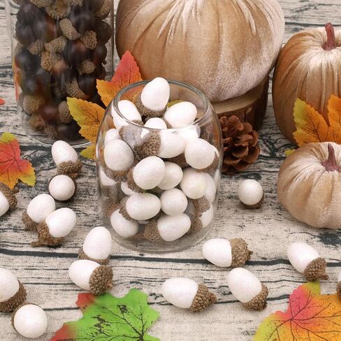 Gresorth 50pcs High Grade Artificial White Acorn Decoration Fake Acorns for Home Wedding Decor Vase Filler DIY Table Crafting Material in Saudi Arabia