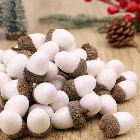 Gresorth 50pcs High Grade Artificial White Acorn Decoration Fake Acorns for Home Wedding Decor Vase Filler DIY Table Crafting Material in Saudi Arabia