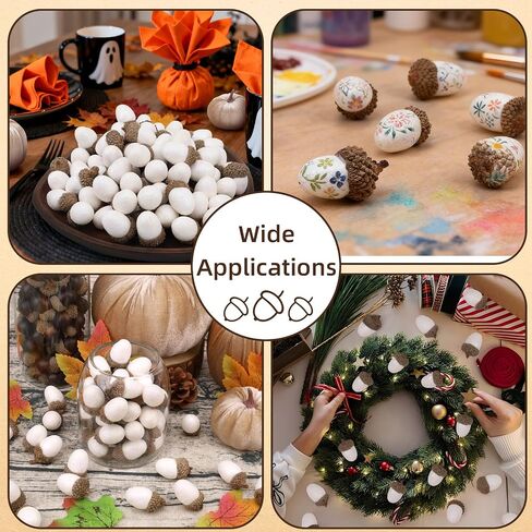 Gresorth 50pcs High Grade Artificial White Acorn Decoration Fake Acorns for Home Wedding Decor Vase Filler DIY Table Crafting Material in Saudi Arabia