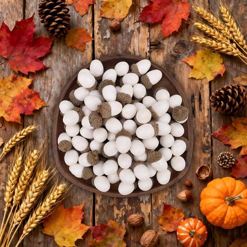 Gresorth 50pcs High Grade Artificial White Acorn Decoration Fake Acorns for Home Wedding Decor Vase Filler DIY Table Crafting Material in Saudi Arabia