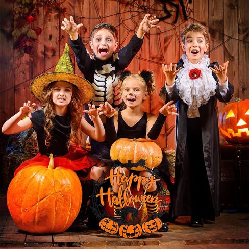 Bucherry Halloween ديكورات الأبواب الخشبية السوداء القطة اليقطين علامة معلقة أكاليل عيد الهالوين السعيدة للوحة الحائط للباب الأمامي للحفلات الخارجية والداخلية in Saudi Arabia