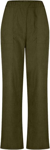 Fall Pants for Older Women Elastic High Waisted Pull On Corduroy Pants with Pockets Soft Comfy Loose Fit Slacks Trousers in Saudi Arabia