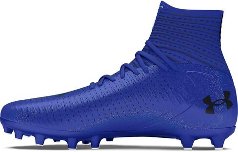 حذاء كرة القدم هايلايت 2 MC Knit للرجال من Under Armour - نعل داخلي من الفوم الفائق عالي الارتداد 8 باللون الأبيض والفضي المعدني in Saudi Arabia