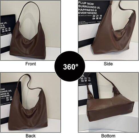 Hobo Bags for Women, PU Leather Slouchy Tote Handbag Soft Large Top Handle Crossbody Shoulder Purses with Zipper in Saudi Arabia