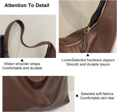Hobo Bags for Women, PU Leather Slouchy Tote Handbag Soft Large Top Handle Crossbody Shoulder Purses with Zipper in Saudi Arabia