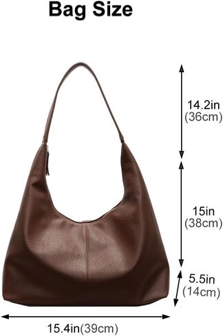 Hobo Bags for Women, PU Leather Slouchy Tote Handbag Soft Large Top Handle Crossbody Shoulder Purses with Zipper in Saudi Arabia