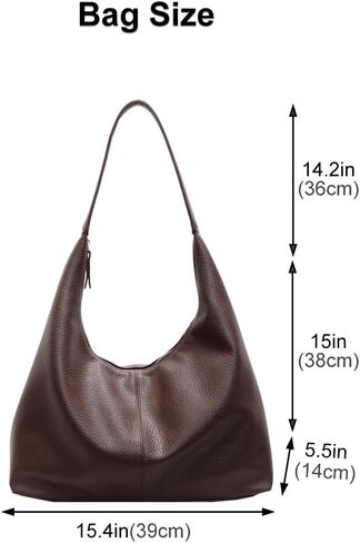 Hobo Bags for Women, PU Leather Slouchy Tote Handbag Soft Large Top Handle Crossbody Shoulder Purses with Zipper in Saudi Arabia