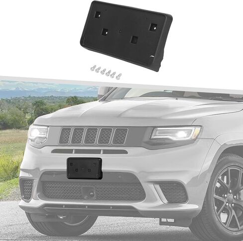 Jimen for Grand Cherokee License Plate Frame, Front Plate Mount Tag Holder Bracket Fit for Jeep Grand Cherokee 2017-2023 in Saudi Arabia