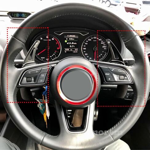 HIBEYO 2PCS/Pair for Audi TT Q7 R8 A6 S5 A4 B9 A5 Q2 S3 S4 TTS Q5 Q3 A6L 2018 2017 Sports Black CNC Billet Aluminum Steering Wheel Larger Paddle Shifter Extension Covers Replacement Paddle Shift in Saudi Arabia