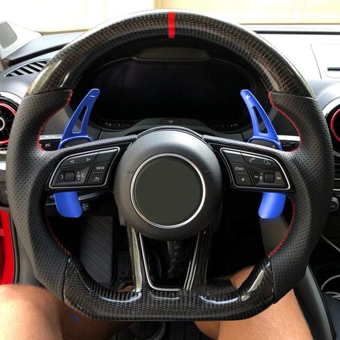 HIBEYO 2PCS/Pair for Audi TT Q7 R8 A6 S5 A4 B9 A5 Q2 S3 S4 TTS Q5 Q3 A6L 2018 2017 Sports Black CNC Billet Aluminum Steering Wheel Larger Paddle Shifter Extension Covers Replacement Paddle Shift in Saudi Arabia