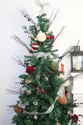 20PCS Glitter Artificial Curly Berry Stems Ornaments Fake Christmas Candy Picks Decorative Glitter Sticks Branches Combo Set for Xmas Tree Wreath Crafts Vase Filler Home Decor (Gold) in Kuwait