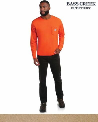 قميص رجالي بأكمام طويلة من Bass Creek Outfitters - قمصان عمل ثقيلة الوزن بياقة دائرية وأكمام طويلة للرجال مع تي شيرت بجيب (M-XXL) in Kuwait