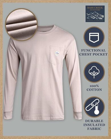 Bass Creek Outfitters Mens Long Sleeve Shirt - Heavyweight Crewneck Long Sleeve Work Shirts for Men with Pocket Tee (M-XXL) in Kuwait