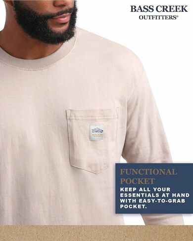 Bass Creek Outfitters Mens Long Sleeve Shirt - Heavyweight Crewneck Long Sleeve Work Shirts for Men with Pocket Tee (M-XXL) in Kuwait