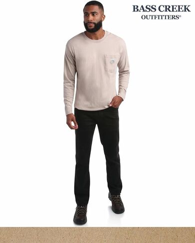 Bass Creek Outfitters Mens Long Sleeve Shirt - Heavyweight Crewneck Long Sleeve Work Shirts for Men with Pocket Tee (M-XXL) in Kuwait