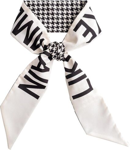 Womens Floral Silk Scarf Smile Print Lightweight Headscarf for Hair Neck Handbag Accessories in Kuwait