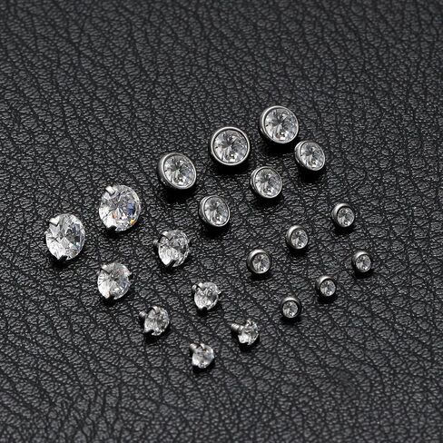 Akeoqi 20Pcs Dermal Anchor Tops 16G Surgical Steel Micro Dermal Piercing Jewelry CZ Ball Star Square Heart Triangle Shaped Internally Threaded Dermal Piercings for Women Men 2.5mm 3mm 4mm 5mm in Kuwait