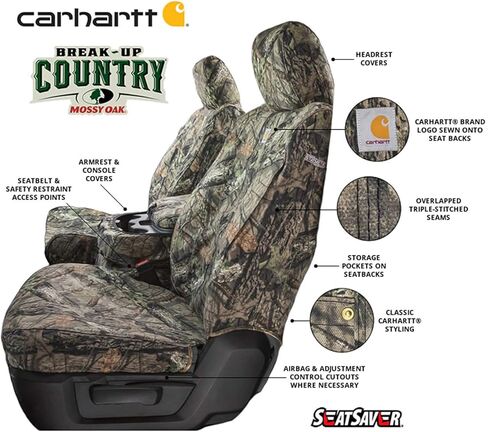 أغطية مقاعد مخصصة من Covercraft Mossy Oak Camo Carhartt SeatSaver | يناسب 2014-2018 رام 1500/2500/3500 | مقاعد حاضنة في الصف الأول، بلد منفصل in Saudi Arabia