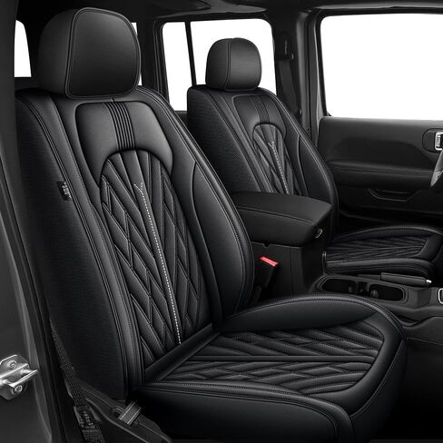 AOMSAZTO Car Seat Covers Custom Fit for Jeep Gladiator 2020-2024 2025 Full Set Leather Waterproof Seat Covers Truck (Black) in Saudi Arabia