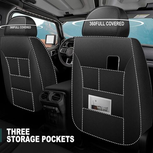 AOMSAZTO Car Seat Covers Custom Fit for Jeep Gladiator 2020-2024 2025 Full Set Leather Waterproof Seat Covers Truck (Black) in Saudi Arabia