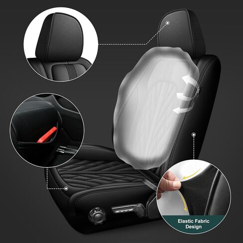 AOMSAZTO Car Seat Covers Custom Fit for Jeep Gladiator 2020-2024 2025 Full Set Leather Waterproof Seat Covers Truck (Black) in Saudi Arabia