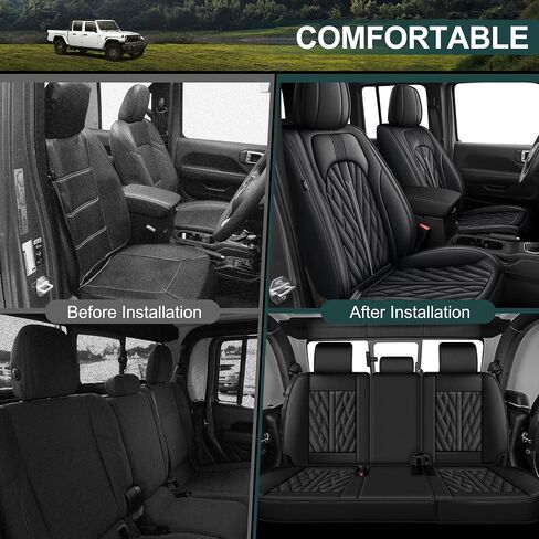 AOMSAZTO Car Seat Covers Custom Fit for Jeep Gladiator 2020-2024 2025 Full Set Leather Waterproof Seat Covers Truck (Black) in Saudi Arabia