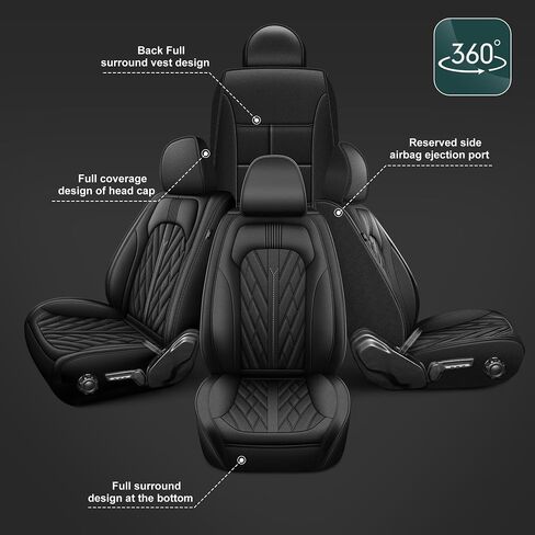AOMSAZTO Car Seat Covers Custom Fit for Jeep Gladiator 2020-2024 2025 Full Set Leather Waterproof Seat Covers Truck (Black) in Saudi Arabia