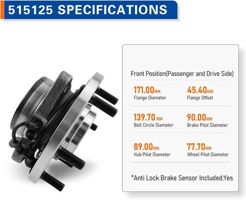 PAROD Pair of 2 Front 515125 4WD Wheel Hub Bearing Assembly Fit for 2008-2010 Infiniti QX56, 2008-2012 Nissan Armada, Titan 6Lugs w/ABS in Saudi Arabia