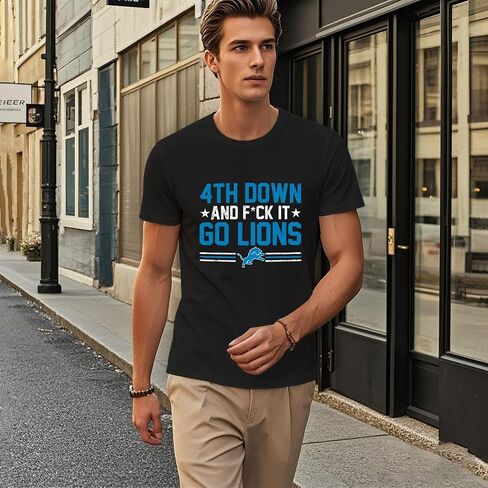 4th Down and F_CK It Go Lions tees for Men Graphic Vintage in Saudi Arabia