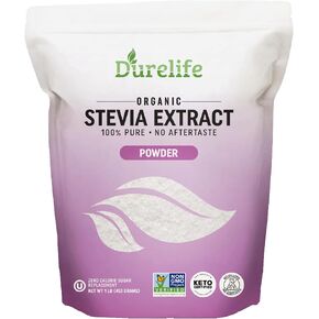 Durelife 100% Pure stevia extract sweetener 8 oz | No Erythritol, NON-GMO Project Verified, No Fillers, Zero Calorie Sugar Substitute | No Aftertaste | Micro-Spoon Included | over 5000 servings | 8 oz in Saudi Arabia