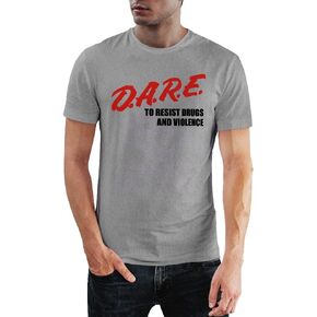 تي شيرت Dare Retro 90s 00s لمقاومة المخدرات والعنف للجنسين تصميم تي شيرت بأكمام قصيرة للجنسين in Kuwait
