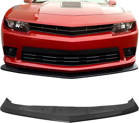 IKON MOTORSPORTS Front Bumper Lip, Compatible with Fits 2014-2015 Chevrolet Camaro V8 SS Z/28, AS Style Unpainted Black PU Polyurethane Air Dam Chin Spoiler Protector Splitter in Saudi Arabia